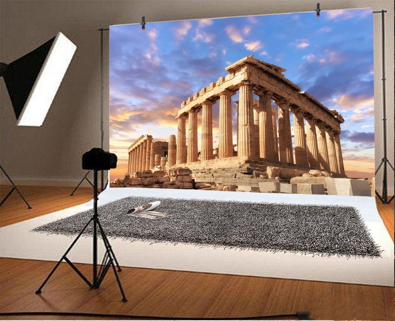 LFEEY 10x8ft Sunset Greece Parthenon Photo Backdrop Historical Building Famous Palace Ancient Athens Acropolis Temple Column Photography Background Photo Studio Props - Image 2